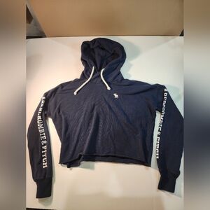 Abercrombie & Fitch Navy Women's Cropped Hooded Sweatshirt Size XS